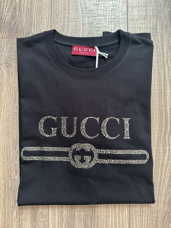 Gucci Other - Gucci Black Tee with Crystal Logo Detail